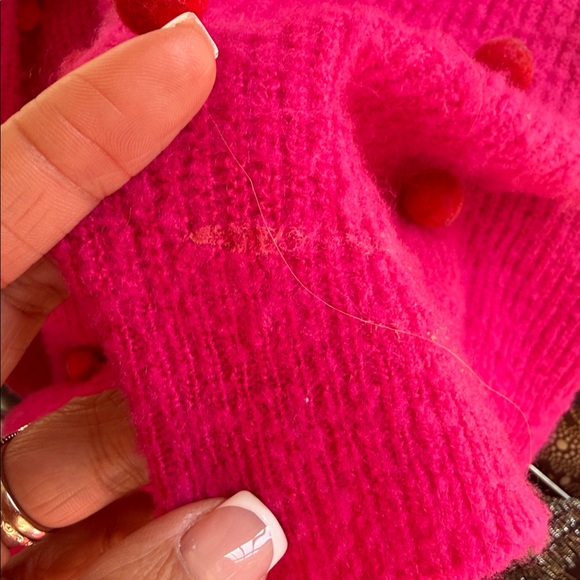 CROSBY by Mollie Burch Hot Pink Pom-Pom Sweater medium - Picture 7 of 8